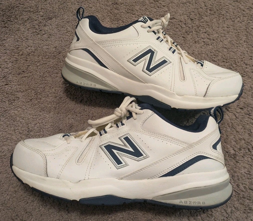 New Balance 608v5 White Navy Shoes MX608WN5 Men’s 10 4E Extra Wide