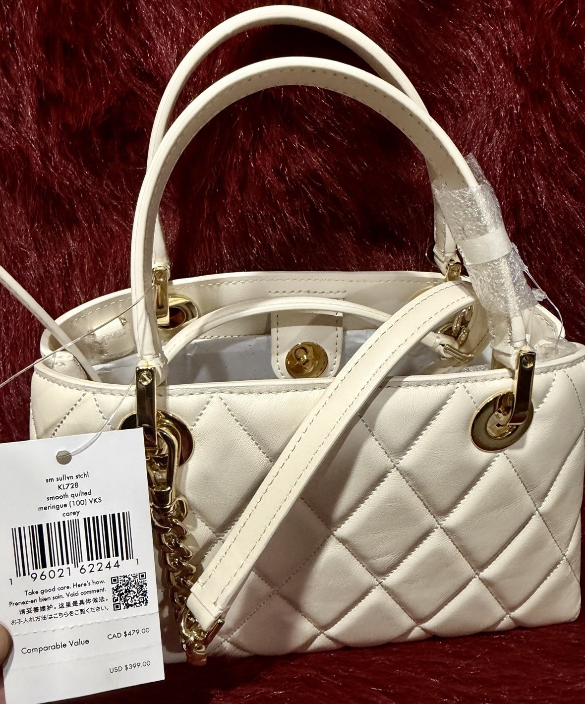kate spade new york White Small Satchel Detachable Strap Gold