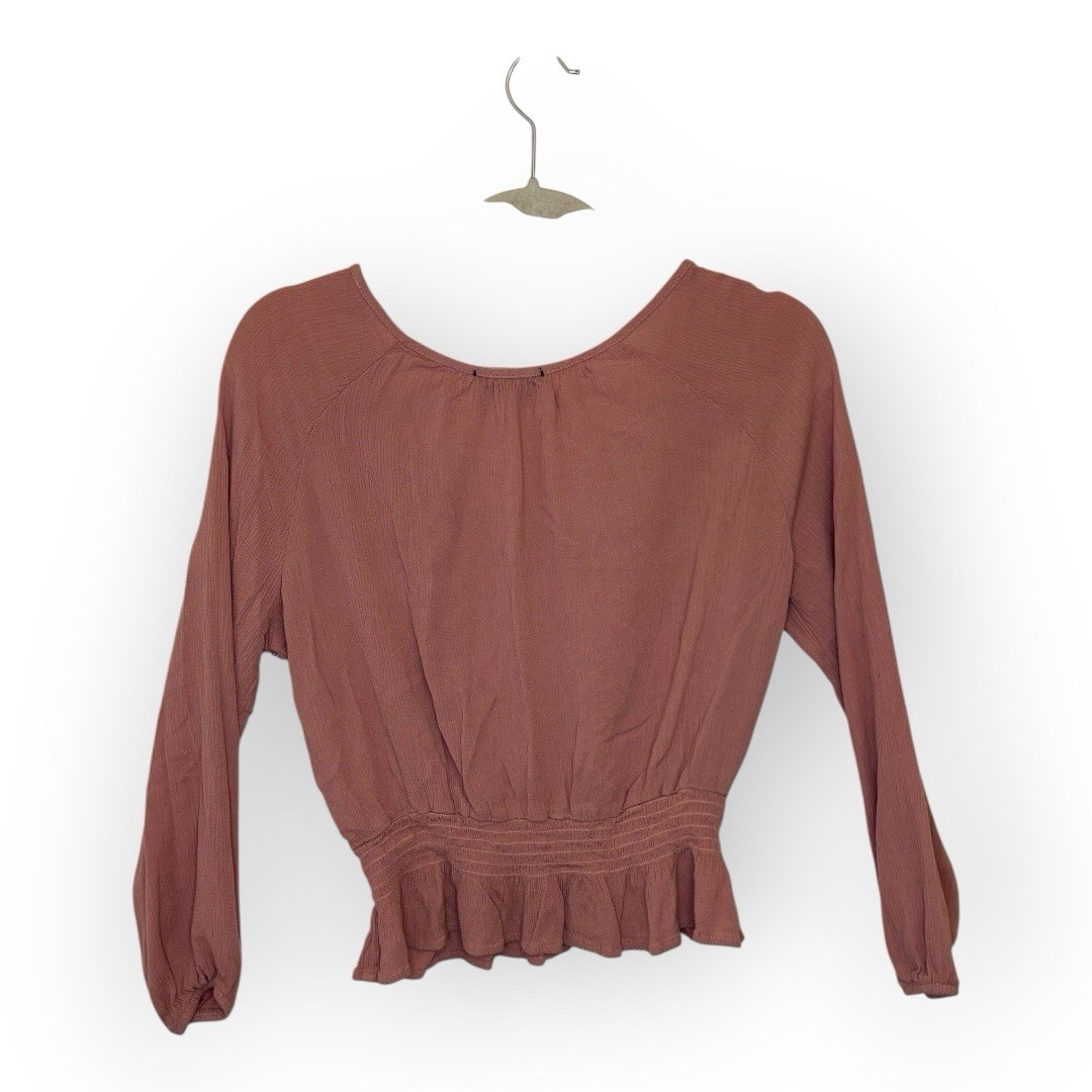 Ambiance Mauve Peplum Blouse Crochet Boho Western Prairie Top Large
