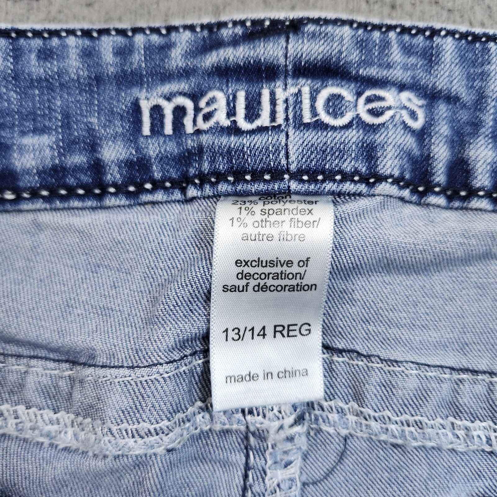 Maurices Bootcut Jeans Juniors 13/14 Reg Blue Wash Stretch Embellished 32×31