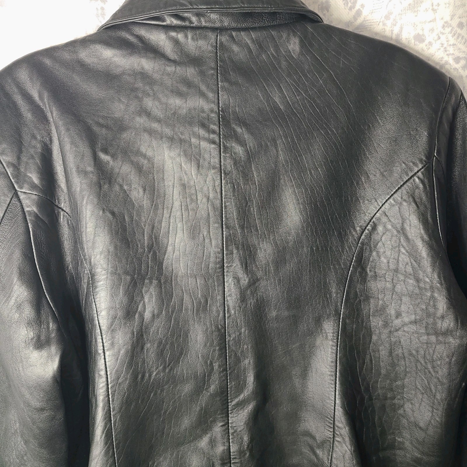 Jones Wear Sport Genuine Leather Womans XL Jacket Black Zip Front Moto EUC