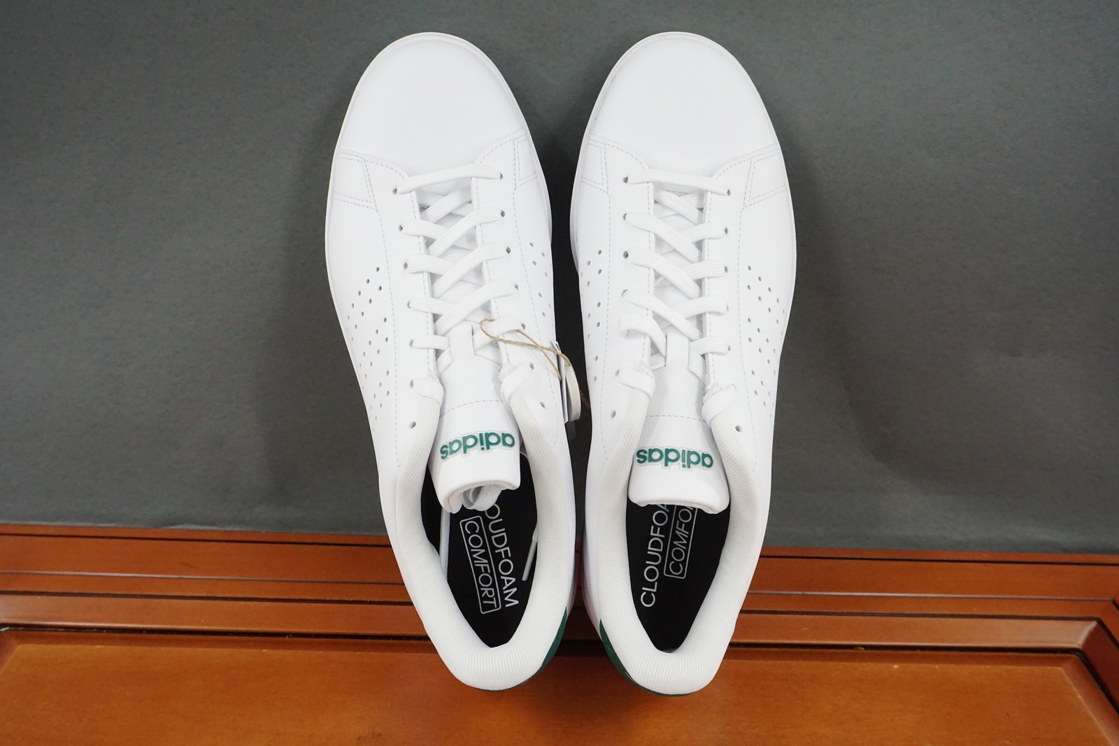Adidas Advantage 2.0 Shoes Mens Size 12 White Green Cloudfoam Lace Up Comfort