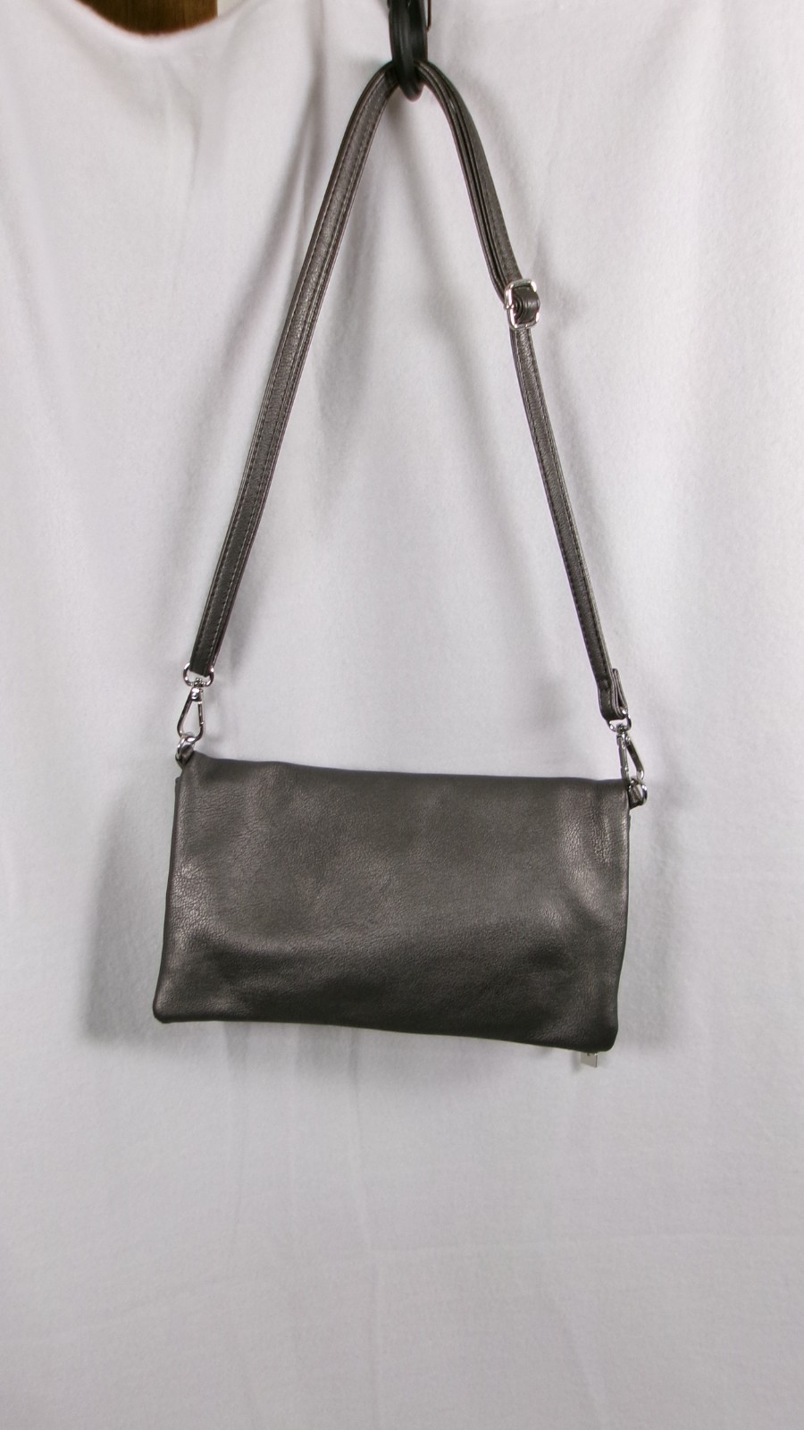 Charming Charlie Gray Metallic Fold-Over Crossbody Purse