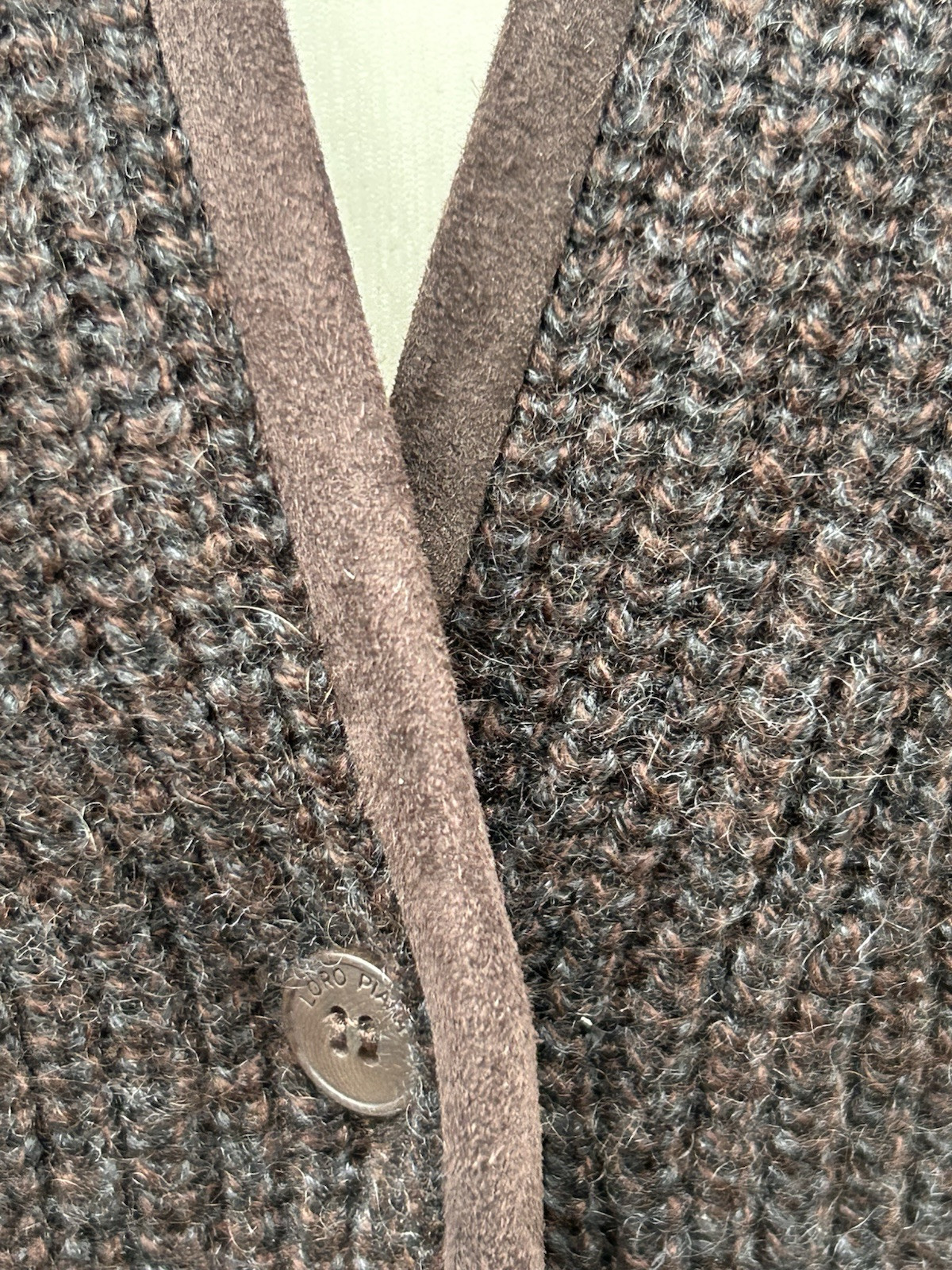 LORO PIANA Italy 100% Cashmere & Suede Goatskin Dark Brown Sweater Vest 40 Small