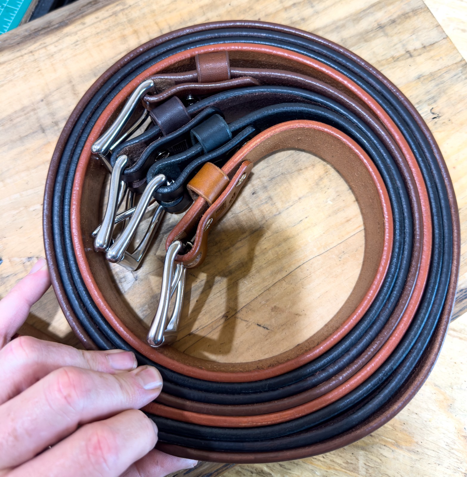 Handmade 1.5” Hermann Oak English Bridle Leather Belt – Full Grain USA Made