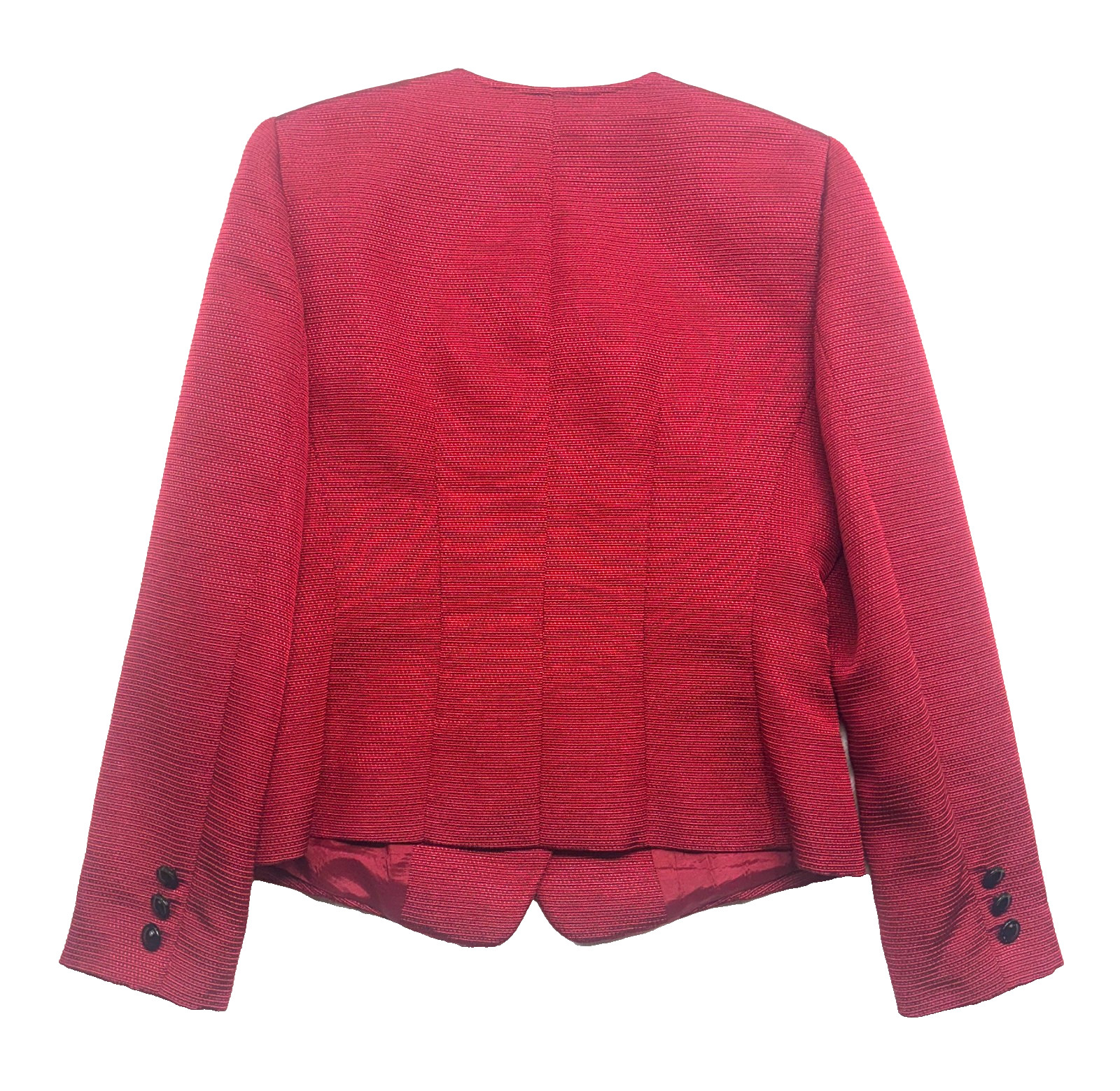 Antonio Melani M 8 10 Red 2pc Skirt Suit Double Breasted Square Neck Knit Career