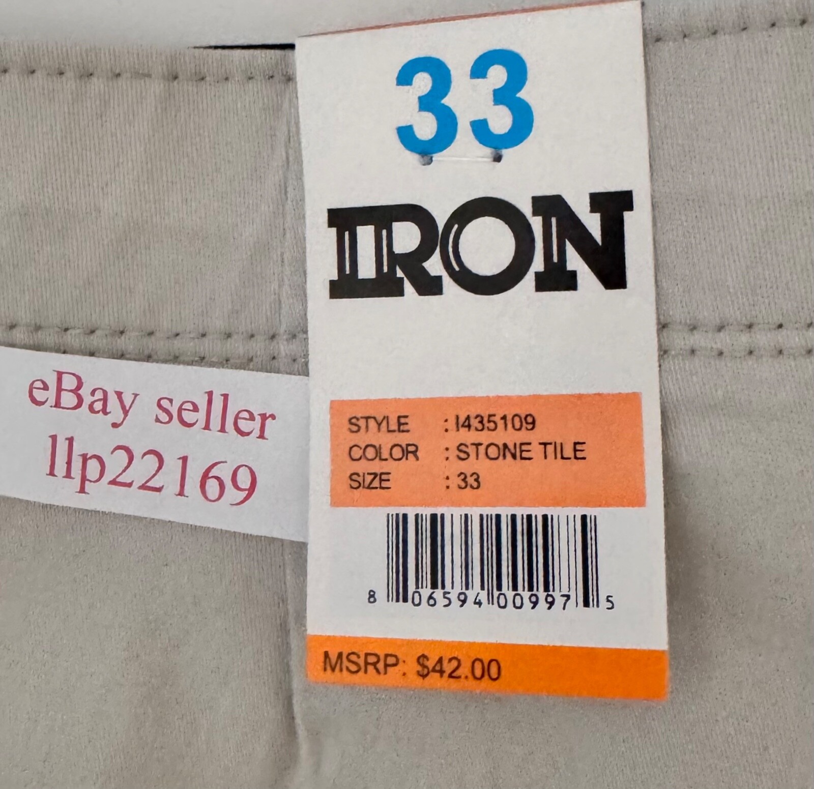 IRON CO Men’s Stretch Shorts (SIZE 33) Flex Waist Flat Front STONE TILE New Tag!