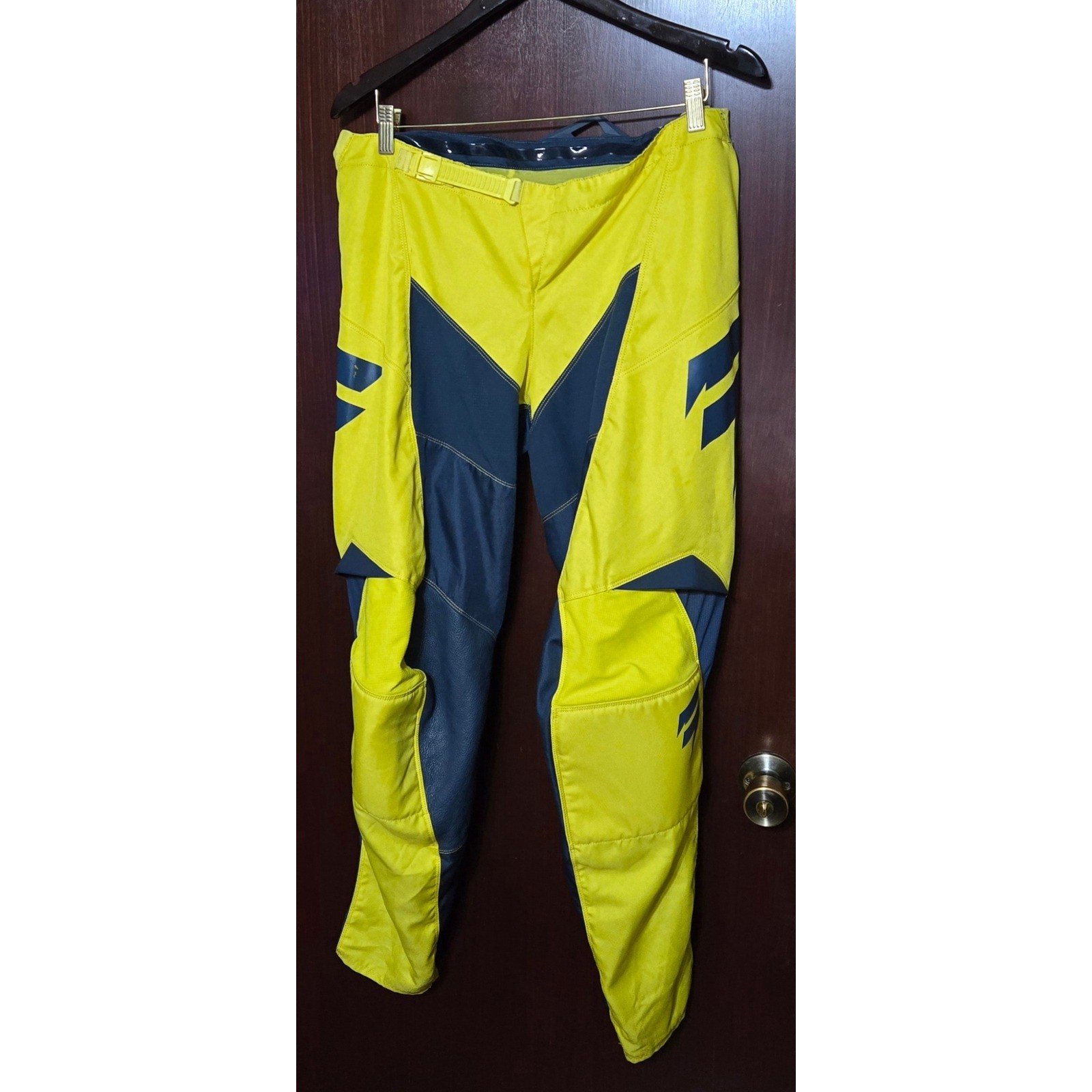 Motocross Racing Pants Shift Whit3 Label Yellow Navy Blue Mens Size 38 21708