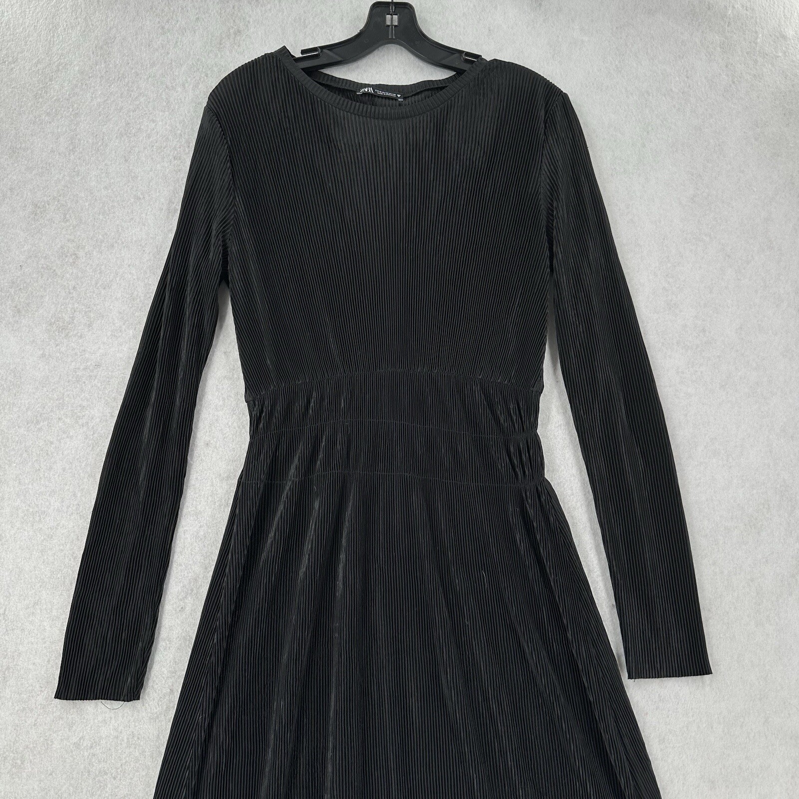 Zara Witchy Gothic Maxi Pleated Dress Womens MED Black Romantic Flowy Whimsygoth
