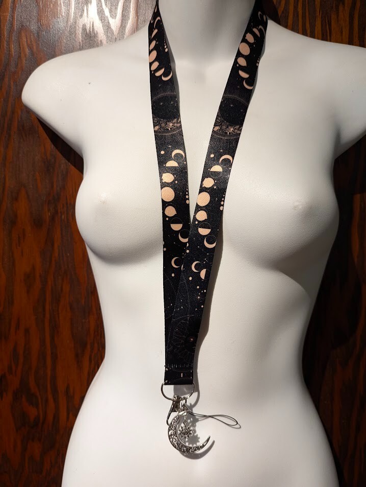 CELESTIAL LANYARD sun moon charm gothic neck strap nametag ID holder keyring V6