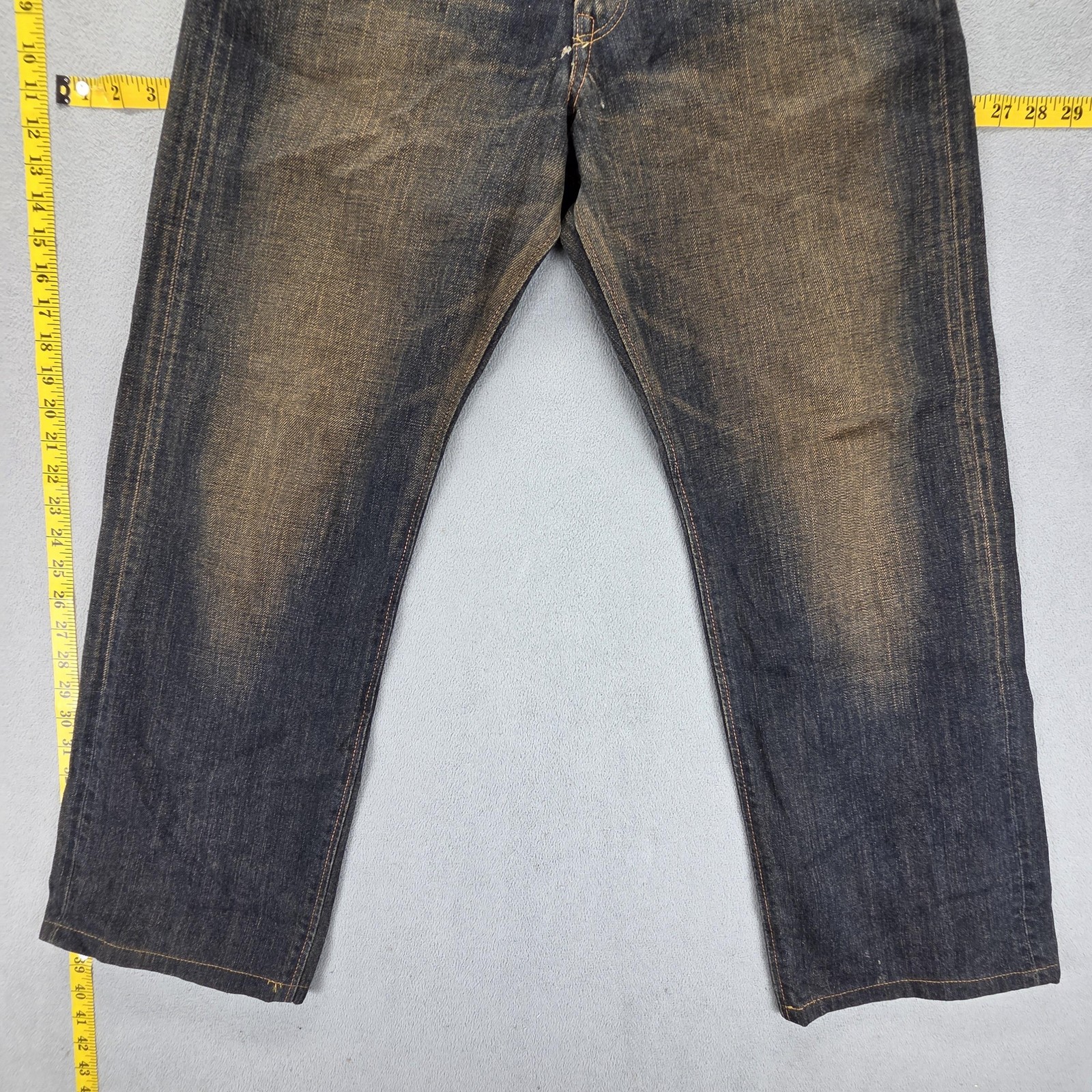 Edwin Jeans Mens Blue Selvedge 505z Dirty Wash Whiskers Fits 30×28