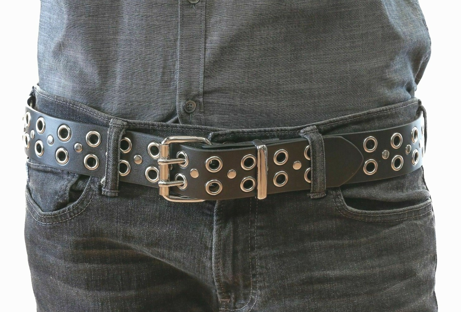 2 Row Eyelet Grommet Leather Riveted Uniform Belt Heavy-duty Made In USA
