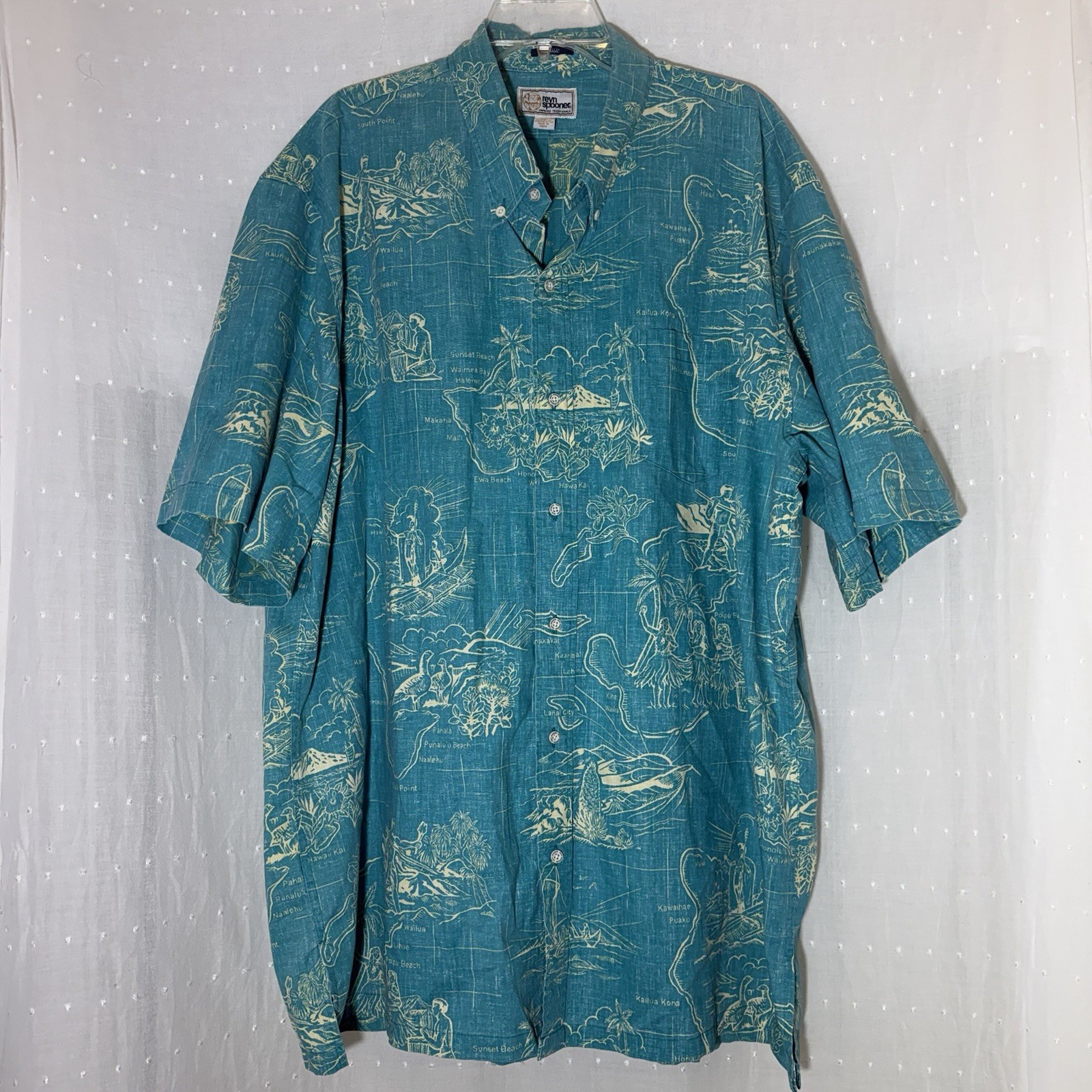 Reyn Spooner Size 3XL Classic Fit Hawaiian Island Map Vintage Button Down Shirt