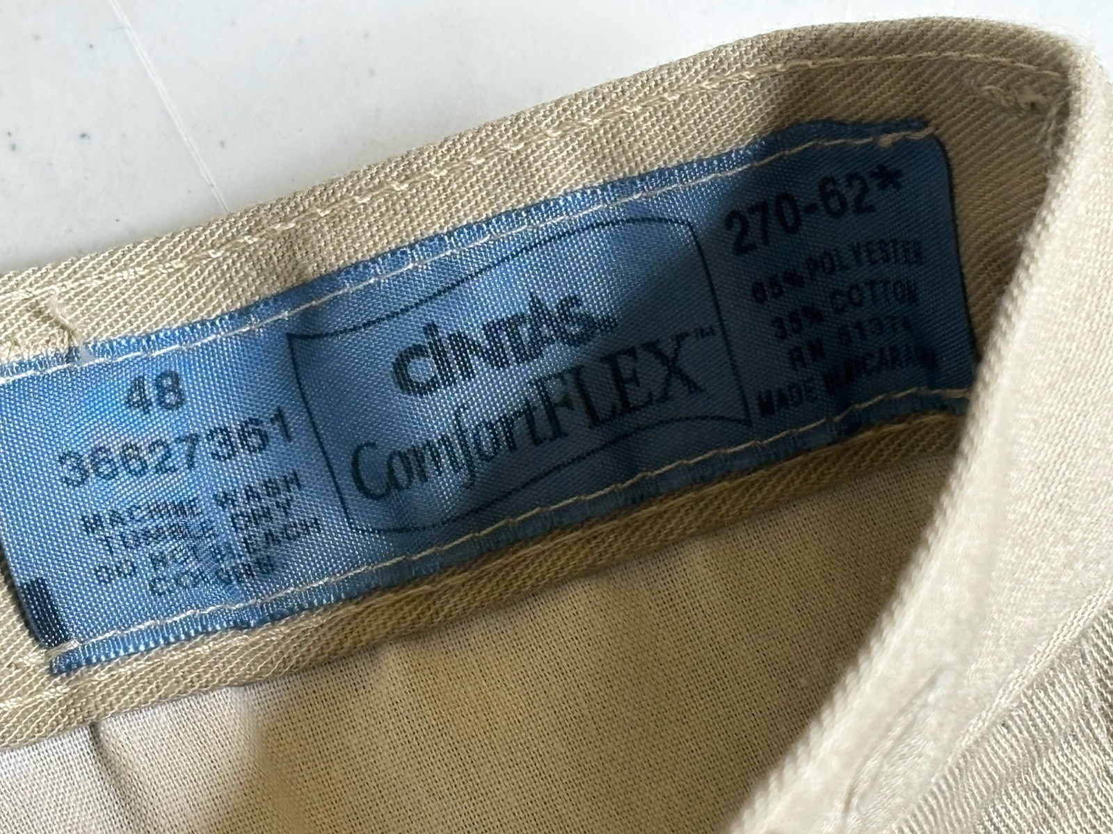 Cintas Comfort Flex Beige Cargo Work Pant Size 48 #270-62 Relaxed Fit Polyester