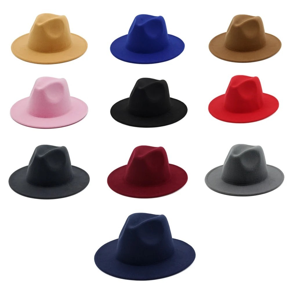 Classic Wide Brim Fedora Hat Felt Panama Jazz Cap Unisex Style, Men, Woman