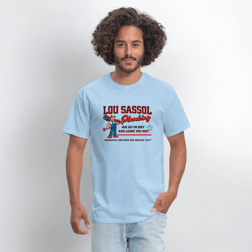 Lou Sassol Plumbing Funny Men’s T-Shirt – Adult Humor Graphic Tee