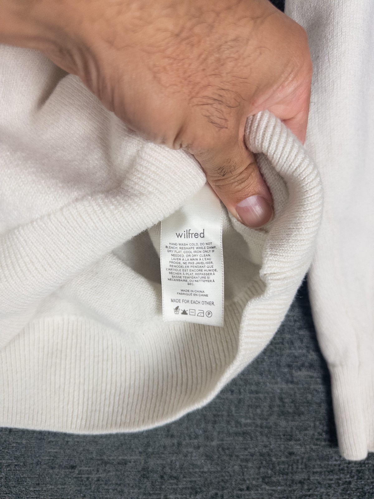 Wilfed Aritzia Merino Wool Polo Sweater Womens M Ivory Pullover Knit Preppy