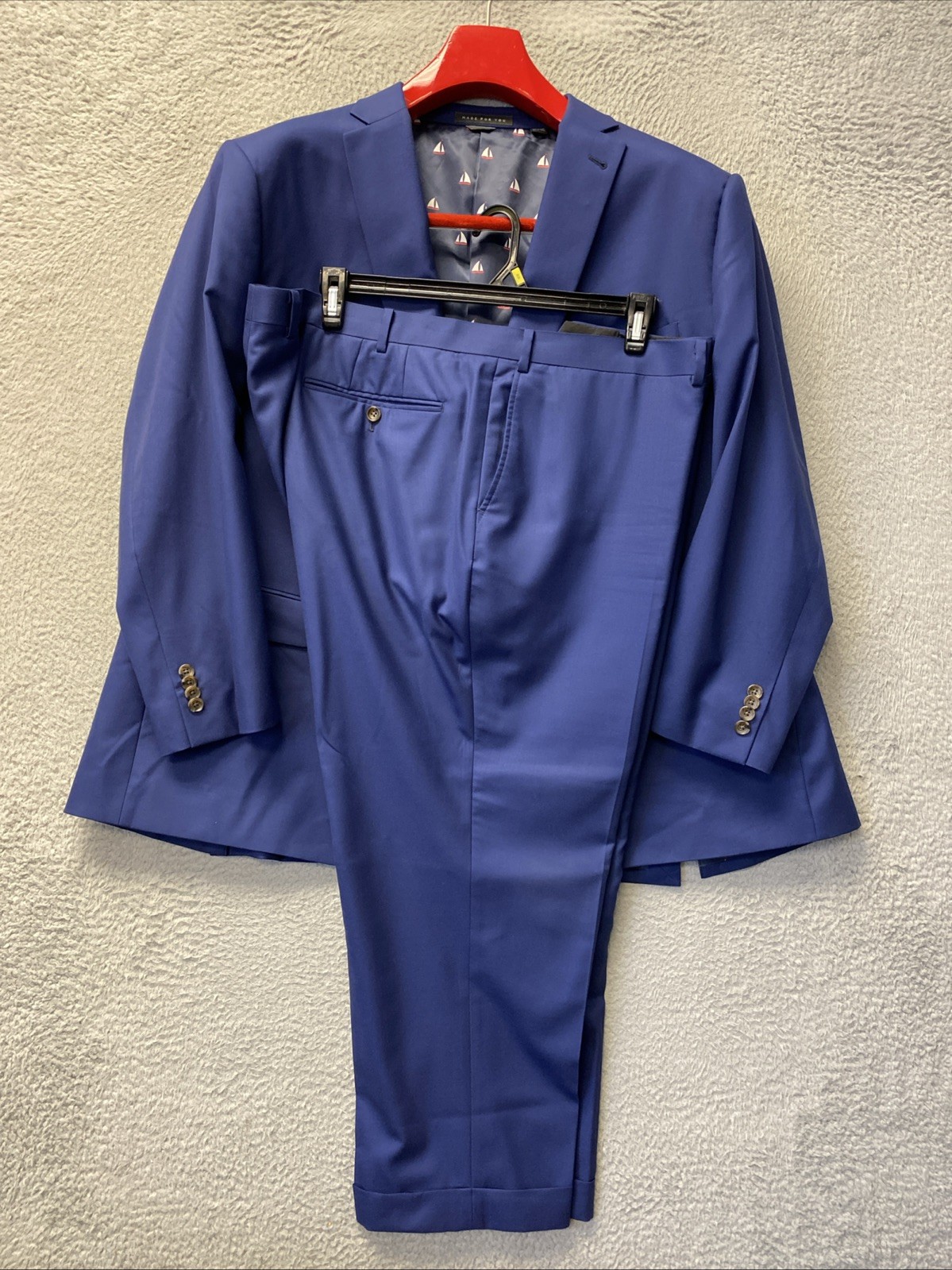 Indochino Suit Mens Size 56 Blue Made For You Navy 2 Piece Pants 50×28 Wool/1162