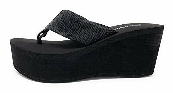 WEDGE EVA 3″ WEBBING PLATFORM THONG FLIP FLOPS SANDALS