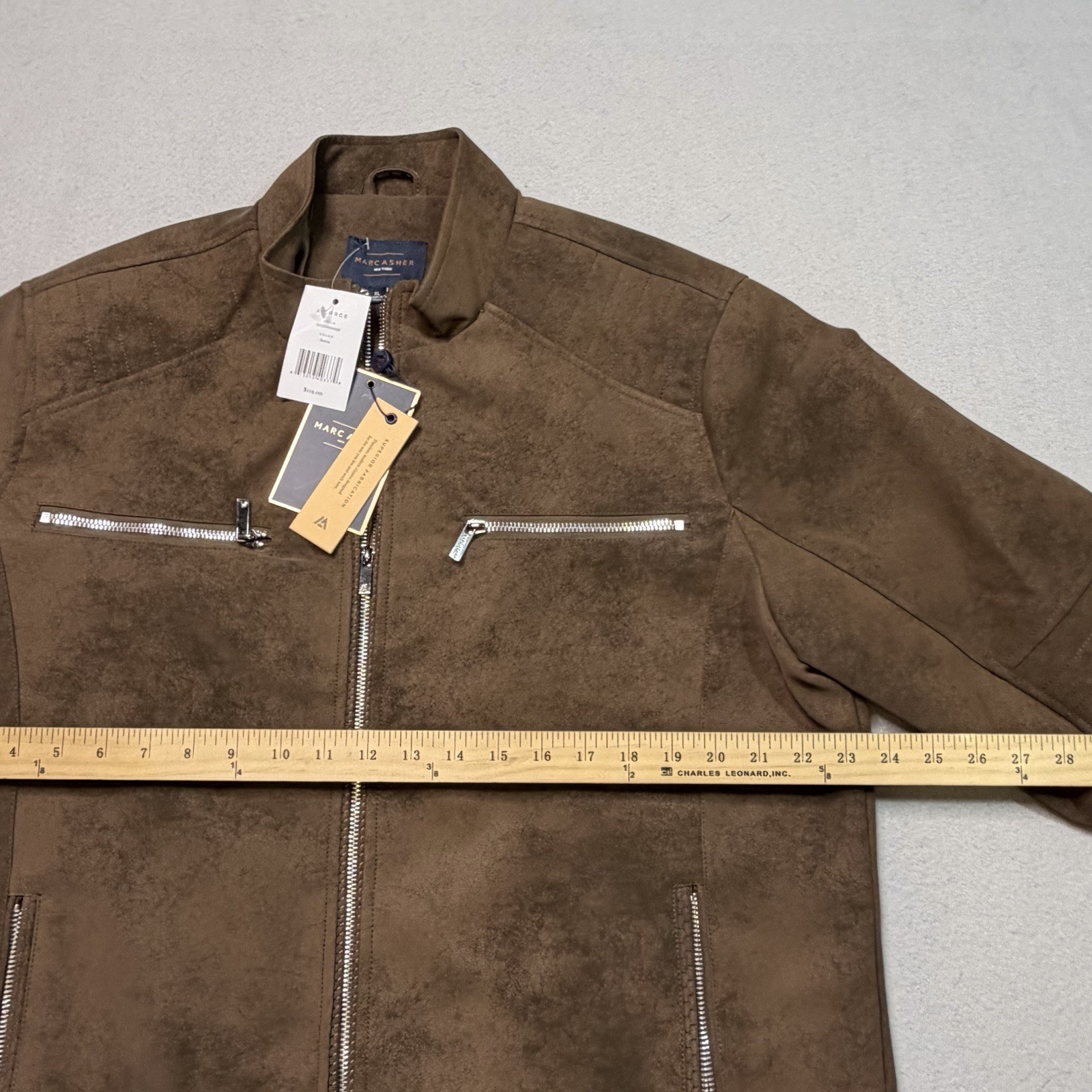 Marc Asher Suede Biker Jacket Light Brown Size 52 XL