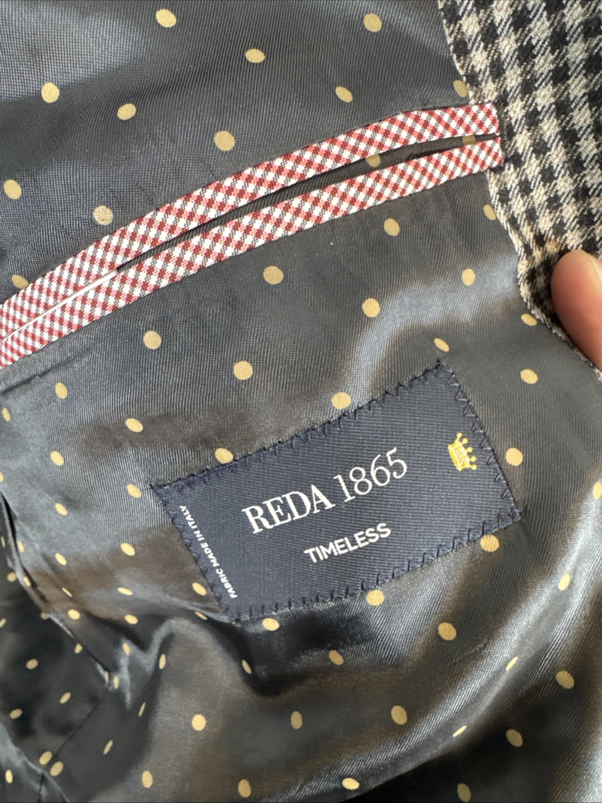 Sand Copenhagen Reda 1865 Wool Blazer Houndstooth Black White Men 42