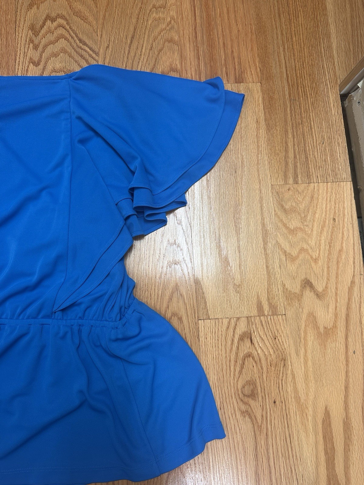 Lauren Ralph Lauren Blue Wrap V-Neck Flutter Sleeve Blouse XS