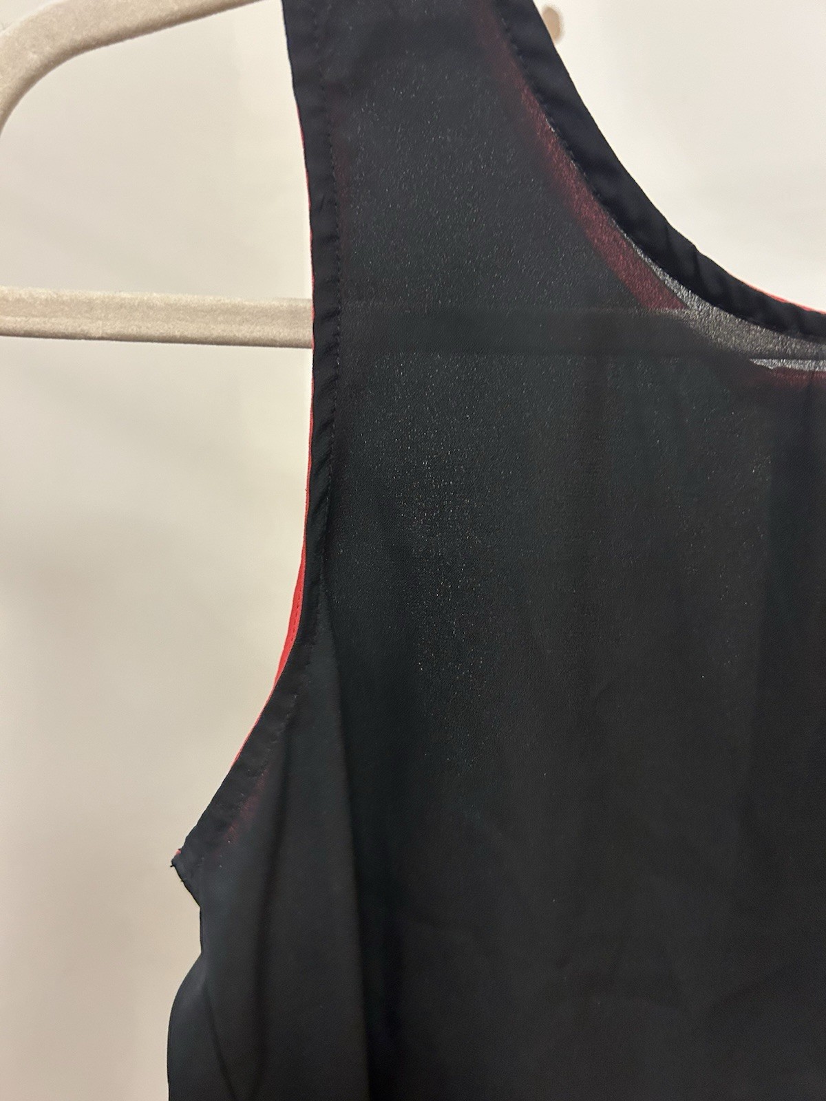 Bongo Y2K Women’s Black tank top zip-Up Top W coral Detail Size Lg sleeveless #9