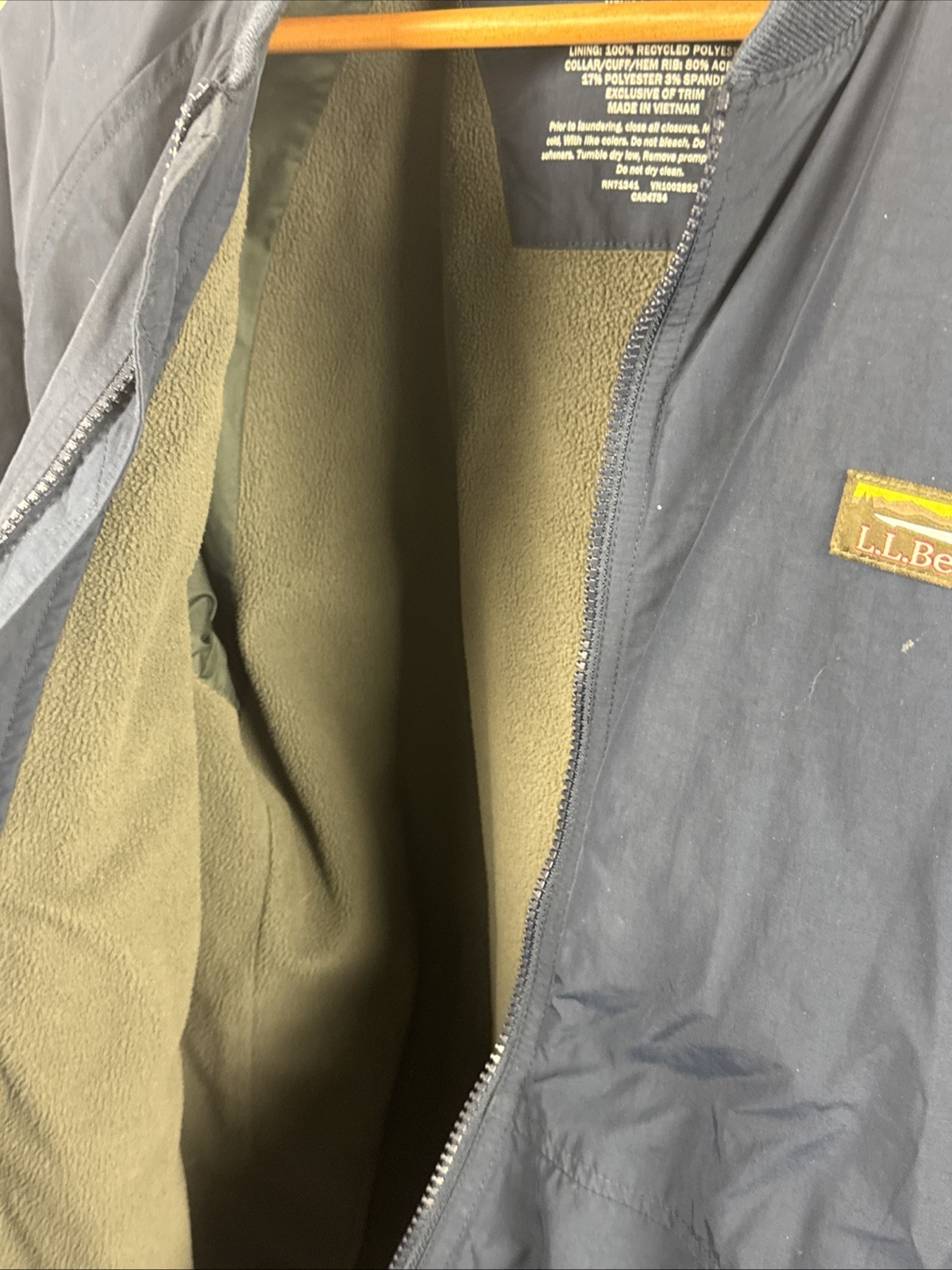 LL Bean Jacket Insulated 3 Season Bomber Men Size L Regular Blue 525868