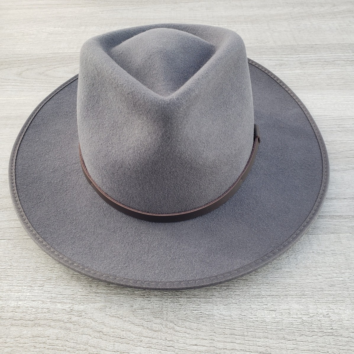 Will & Bear Calloway Ash Wide Brim 100%Wool Unisex Hat Small Gray Fedora Rancher