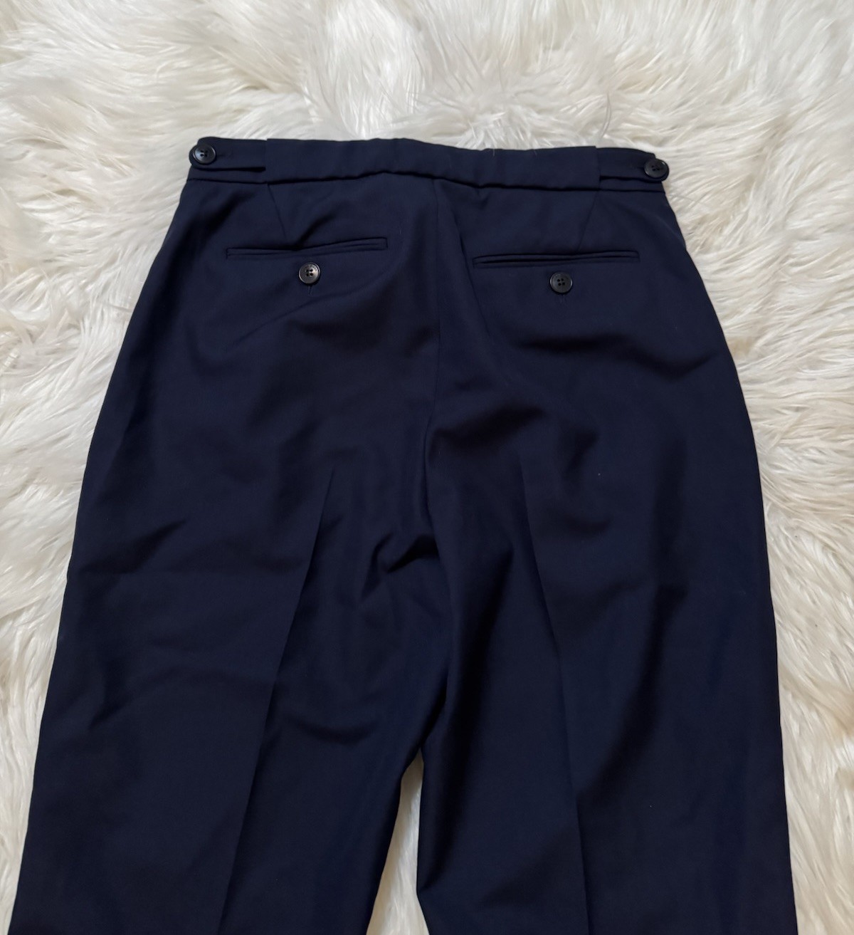 Loro Piana New Pleated Trouser Pants Wool Navy Blue Size 36