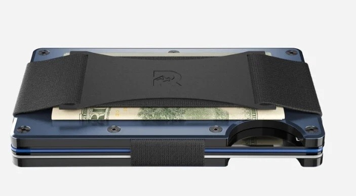 The Ridge Thin RFID Wallet Card Holder Metal Wallet With Cash Strap – Lake Navy