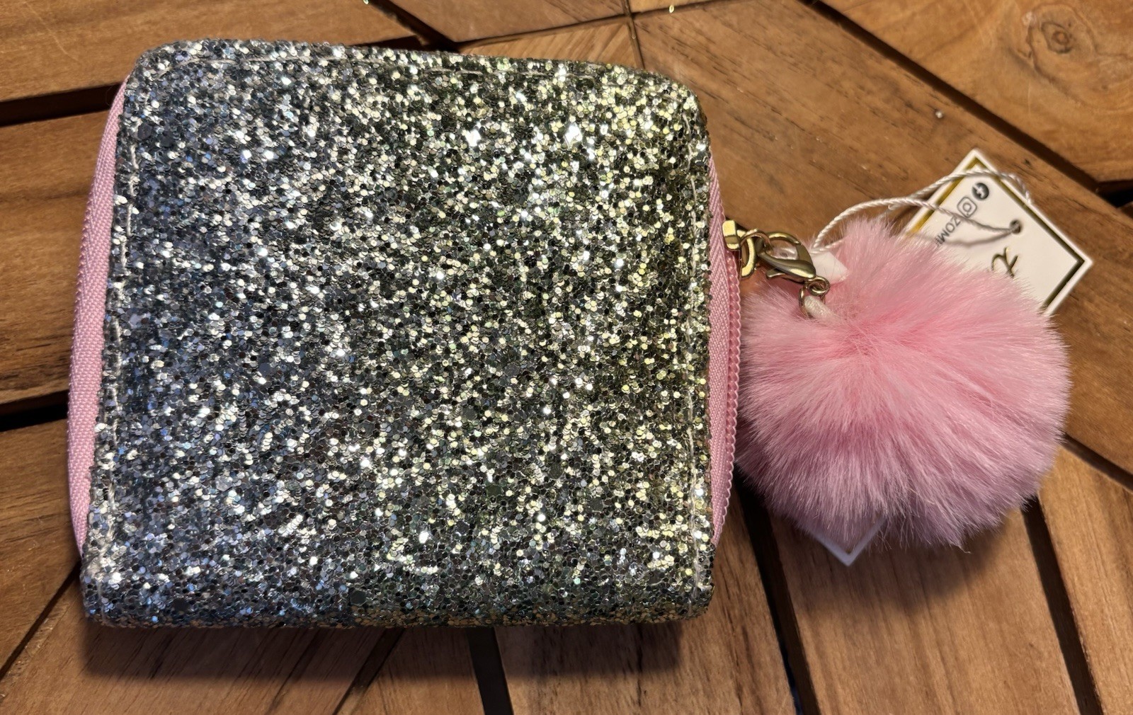 NWT Glitter Wallet Silver Gold Pink Girls Pom Pom Special Occasion