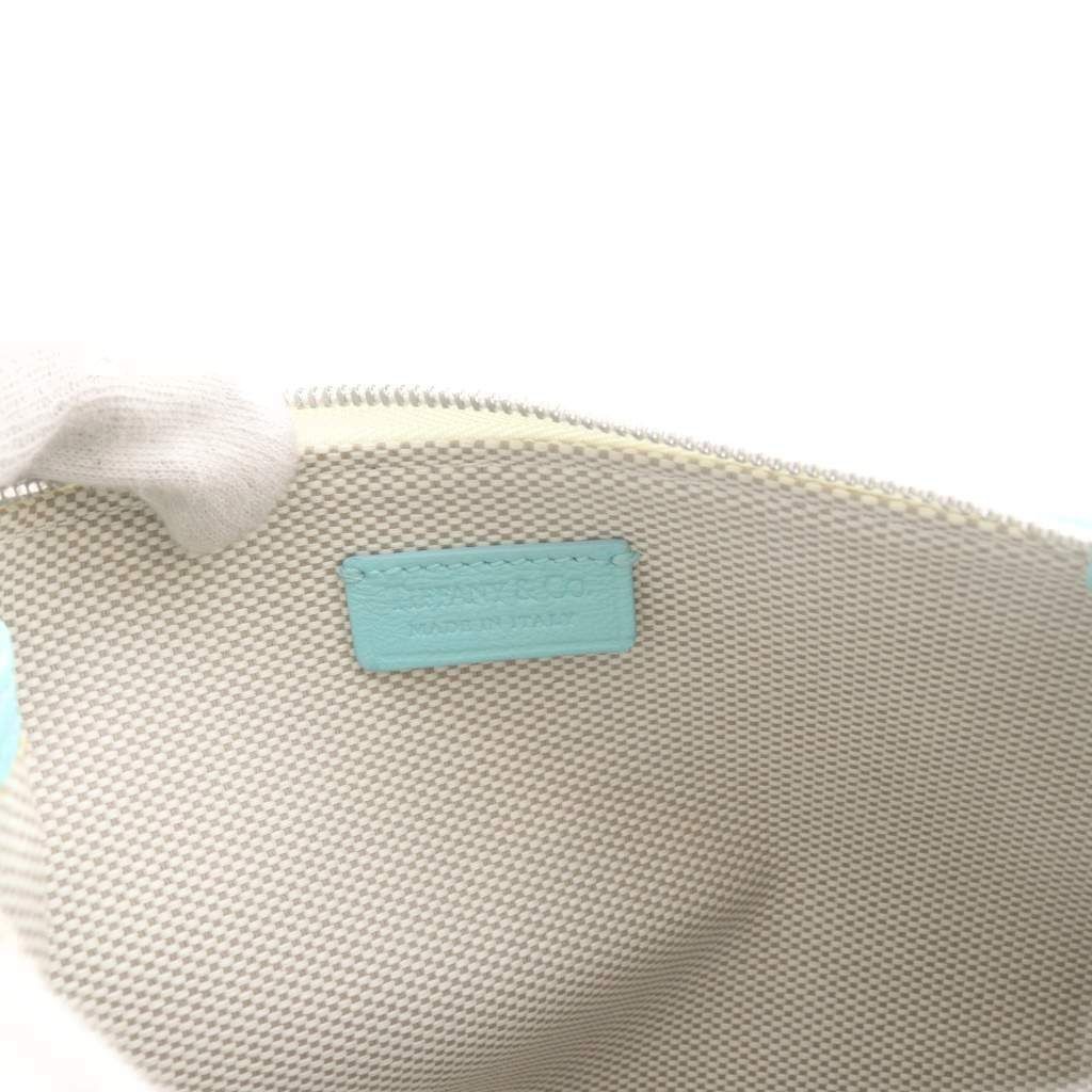 Tiffany & Co. Leather Cosmetic Pouch Bicolor Light Blue Made in USA 7.9in