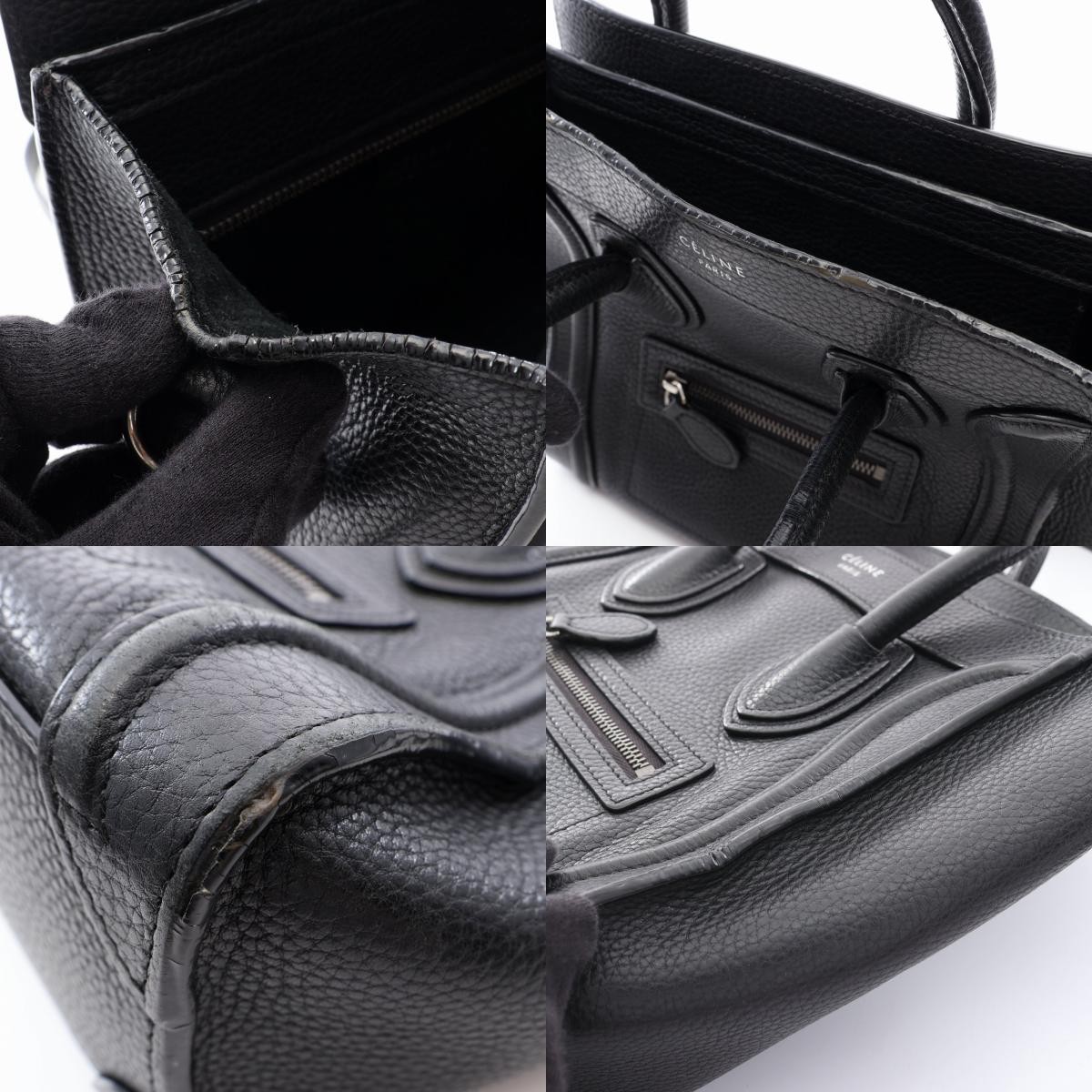CELINE Luggage Nano Shopper Shoulder Crossbody Handbag 168243 leather Black Used