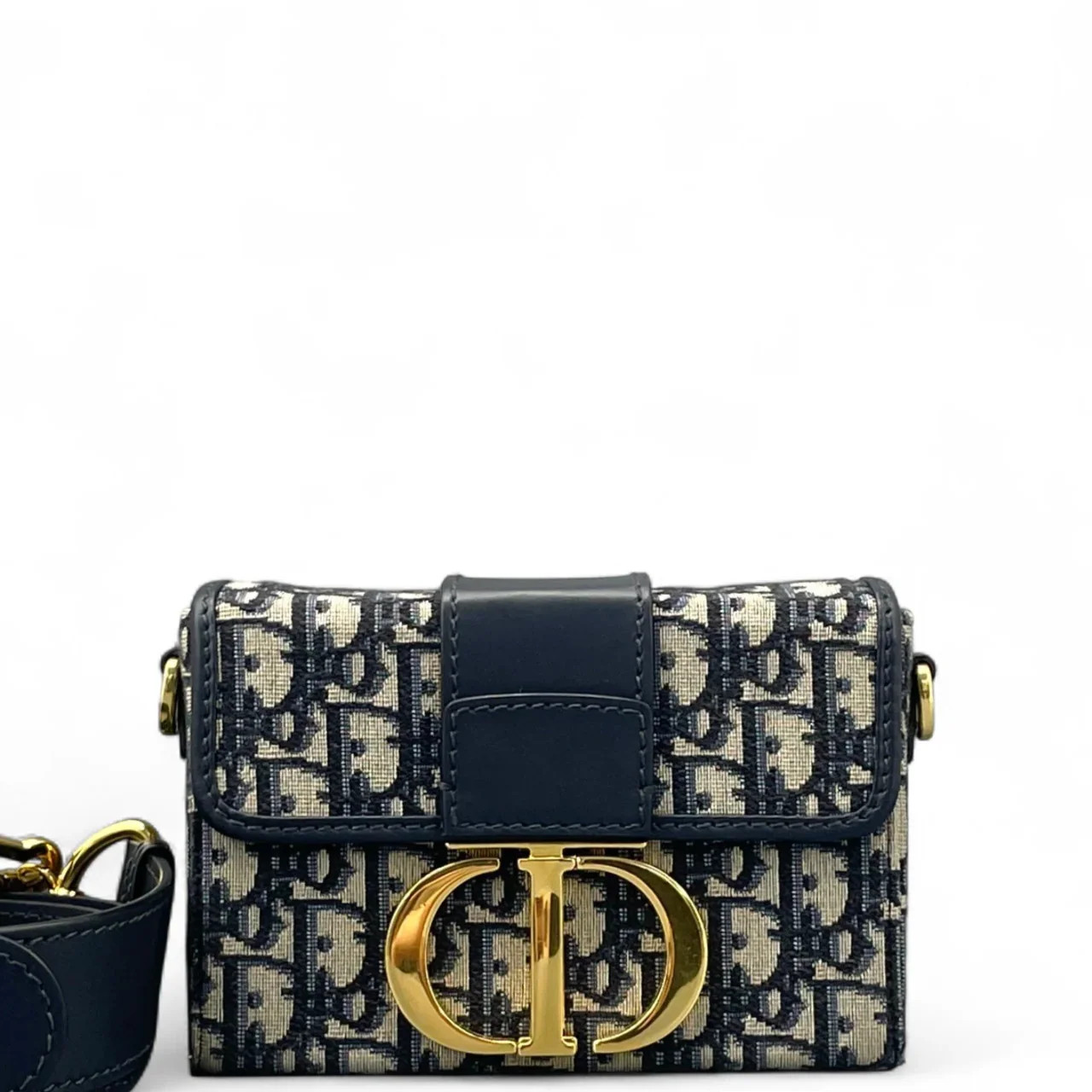 Dior 30 Montaigne Mini Box Bag Beige Navy Oblique (ym051726c3r)