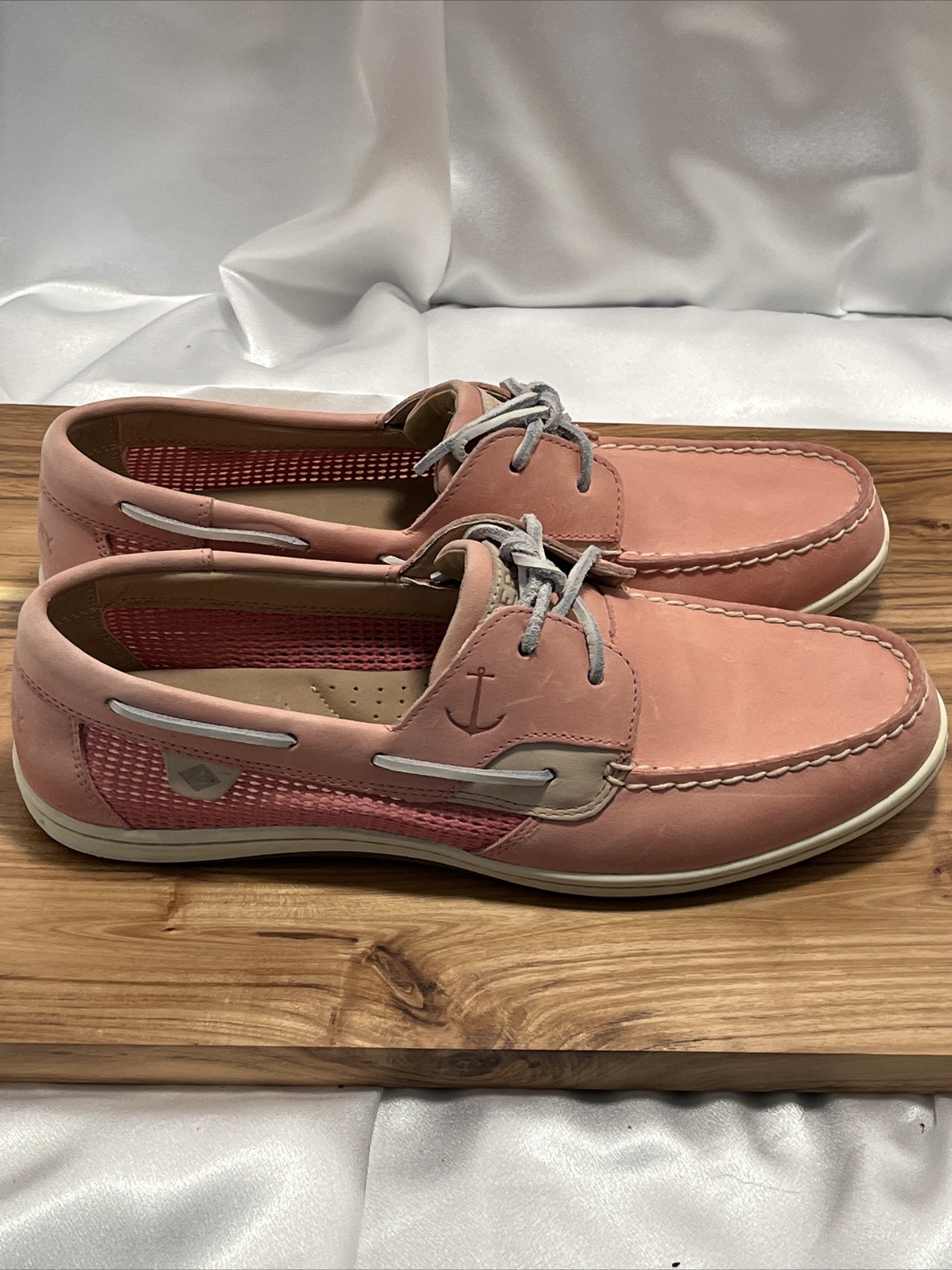 Sperry Koifish Pink Leather and Mesh Boat Shoes Loafers Women’s Sz 12 – New