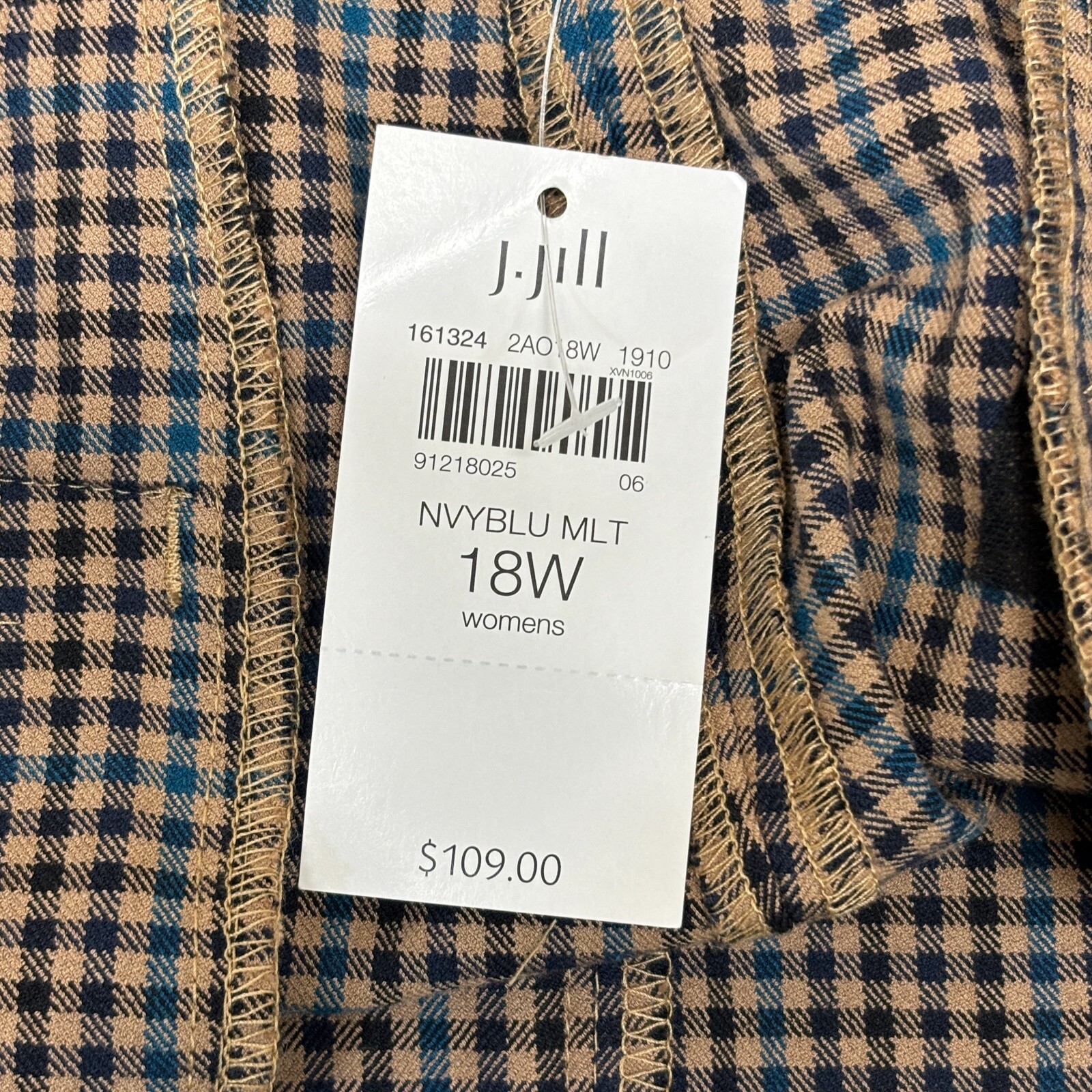 NWT J Jill Women Premium Bi-Stretch Dress Pants Size 18W Gingham Ankle C002 -2