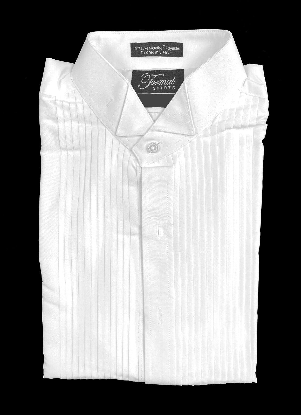 New Men’s White Tuxedo Shirt Pleated Front Wing Collar Size L (16-16.5) 36/37