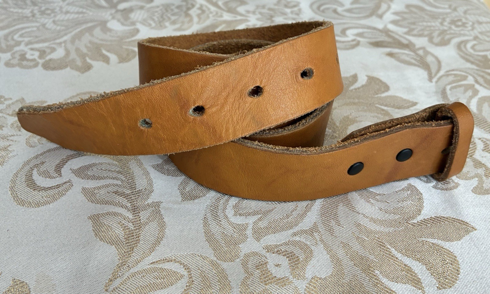 Vintage BARON Brass Longhorn Belt Buckle W/ sz 36 1.7” Leather Belt & 2nd Buckle