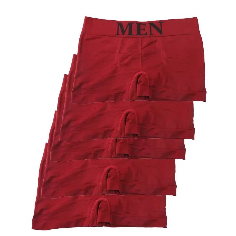 5 Pcs Thin Style Men’s High Elastic Plain Color Comfortable Boxer Briefs Panties