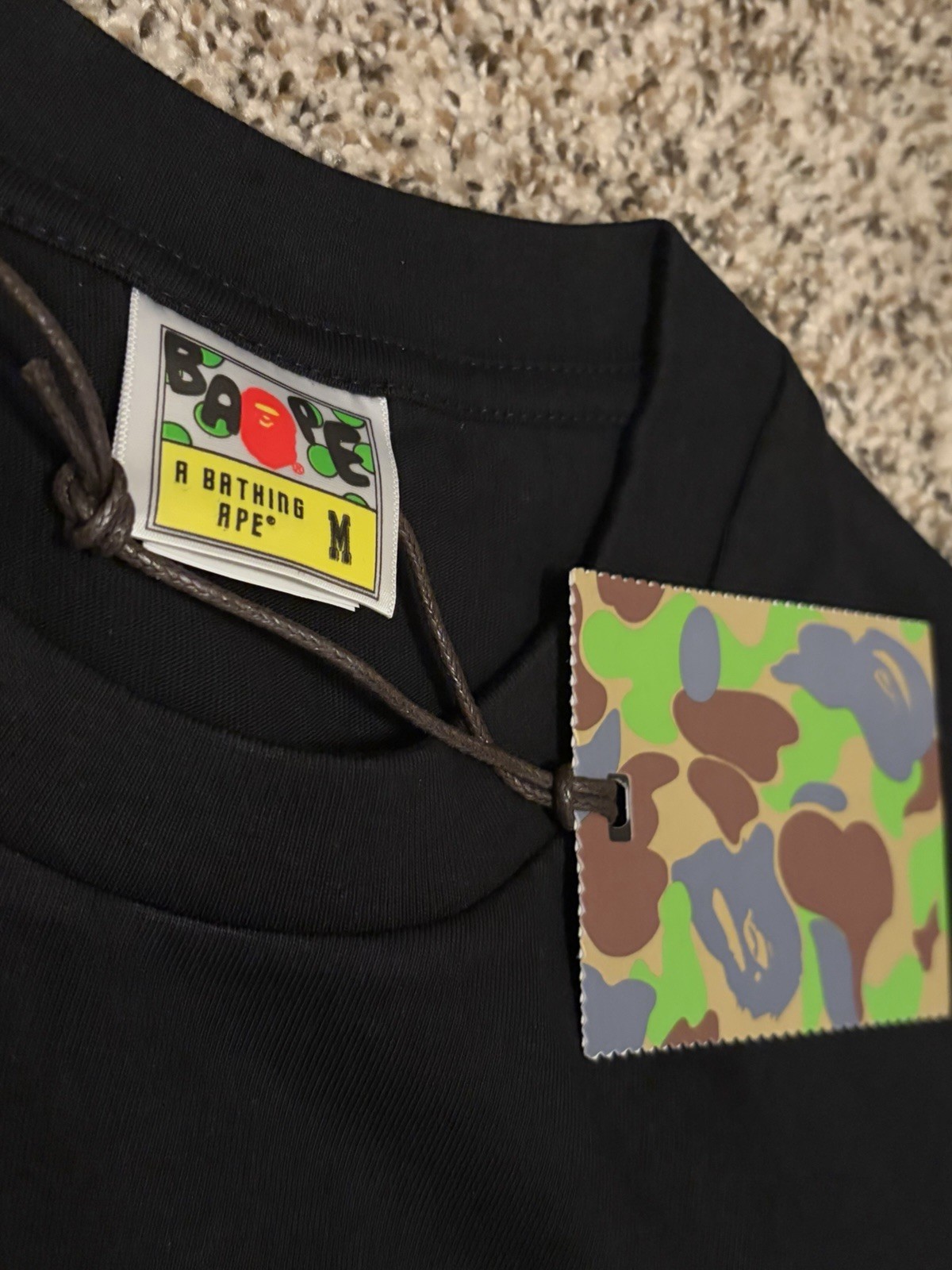 A Bathing Ape BAPE Men’s Black Graphic Logo Crew Neck Short Sleeve T-Shirt M