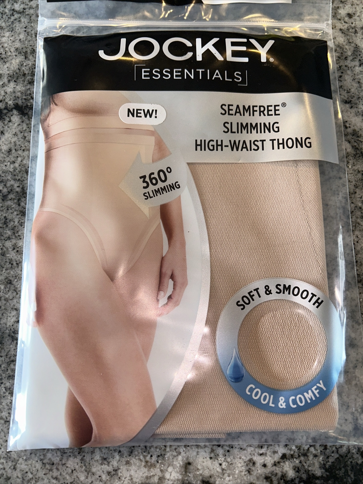 Jockey Essentials Women’s Size XXL Beige Seamless Slimming Hight Waist Thong