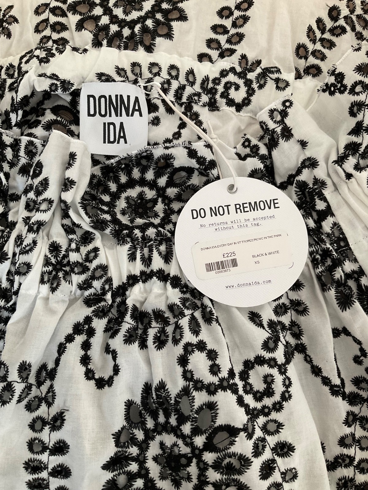 Donna Ida Bardot top size XS fit Uk 8/10 cotton embroidery BNWT RRP £225