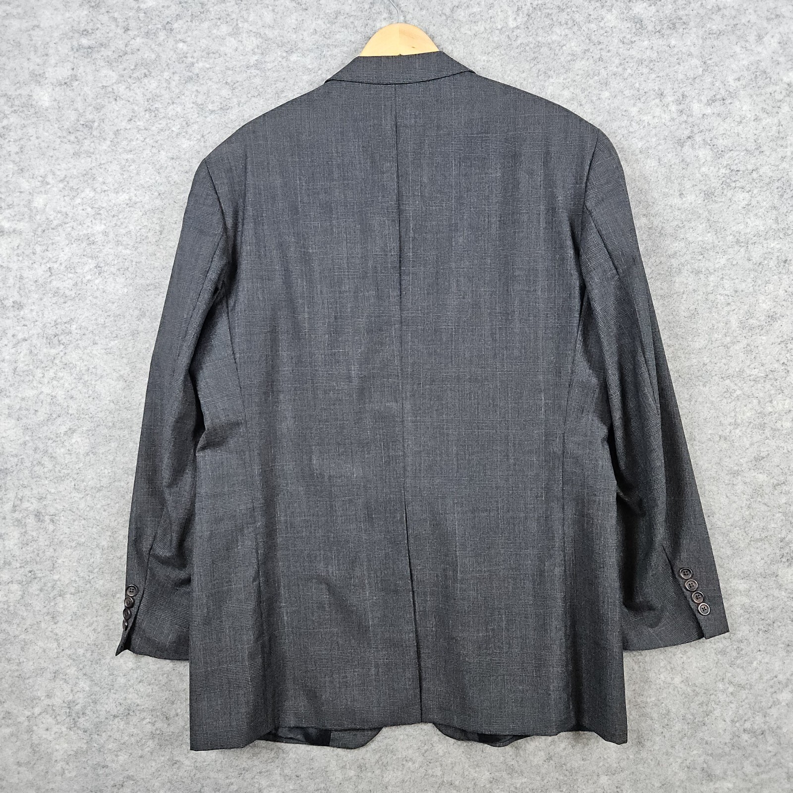 Chaps Ralph Lauren Men’s Blazer Size 44R Dark Gray Windowpane 100% Wool 2-Button