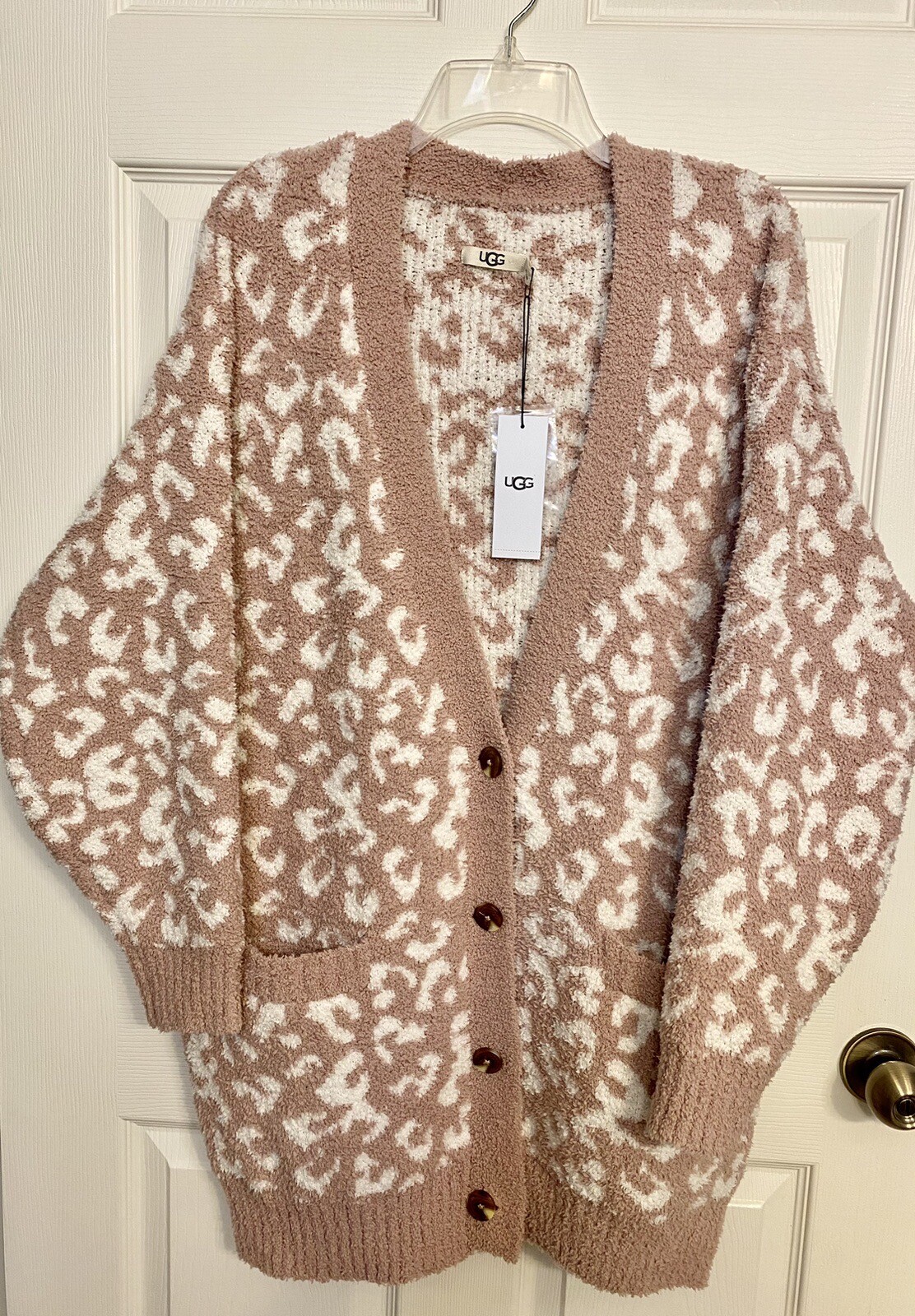 Authentic Super Soft Cozy UGG Joselyn Leopard Knit Cardigan Sweater New Size: XL