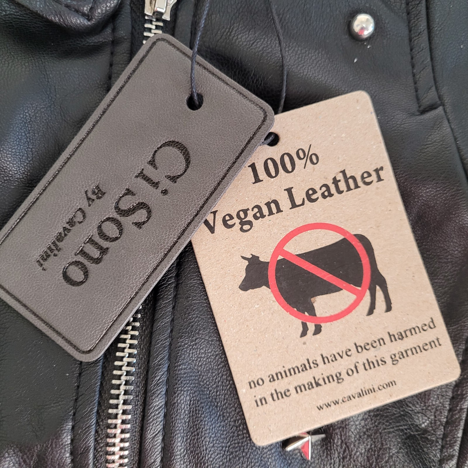 CI SONO By CAVALINI Jacket Womens Large 100% Vegan Leather Lined Bomber Moto