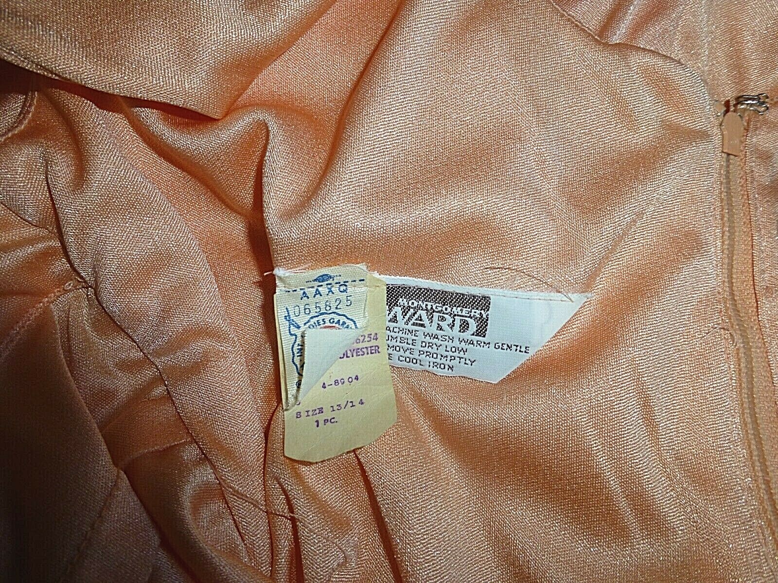 Vtg 70s Peach Silky Jersey Knit Grecian Boho Cocktail Evening Wedding maxi Dress