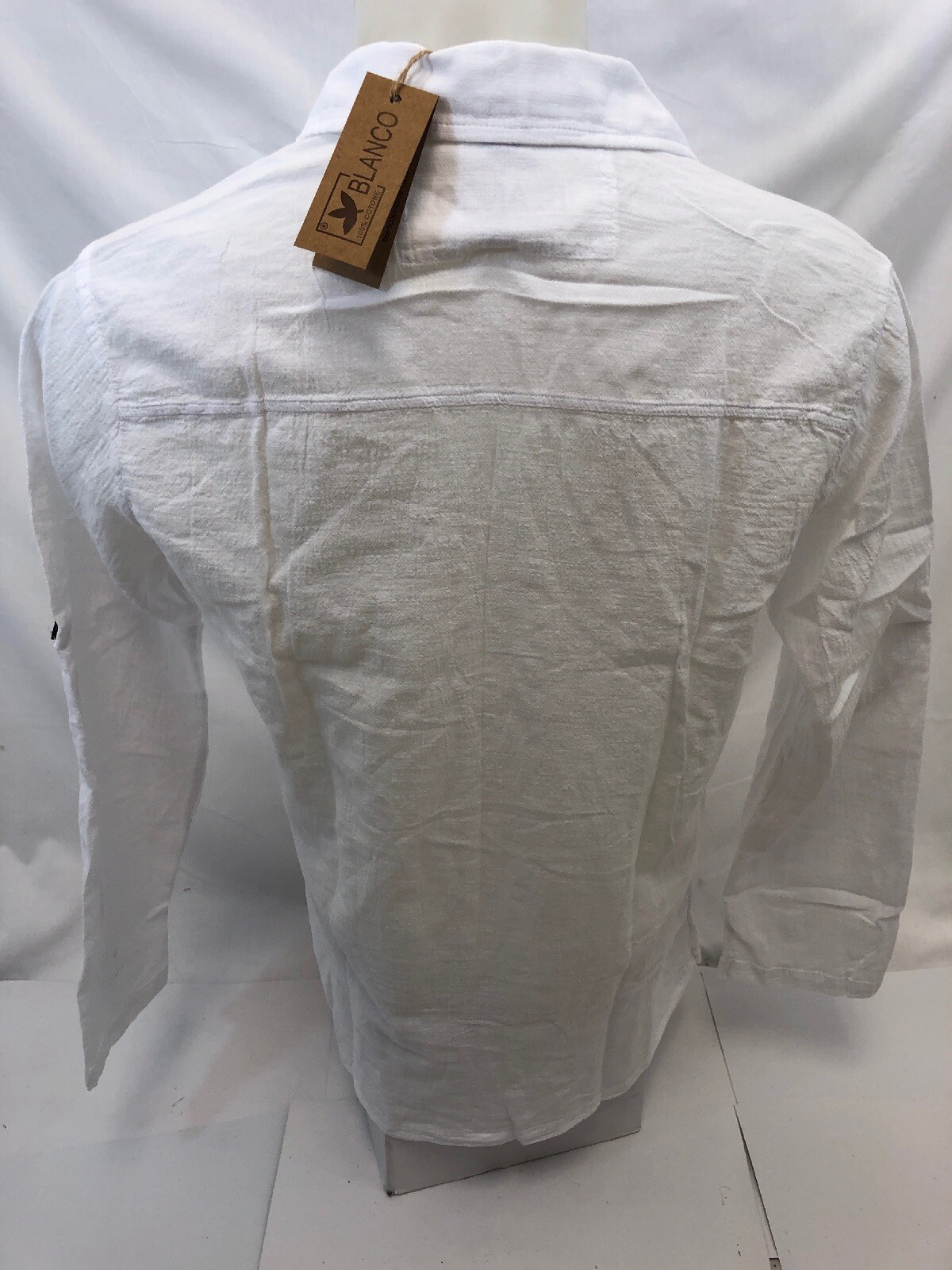 Mens LONG SLEEVE BUTTON UP BLANCO By ENVY WHITE SHIRT BEACH TOP 100% Cotton NWT