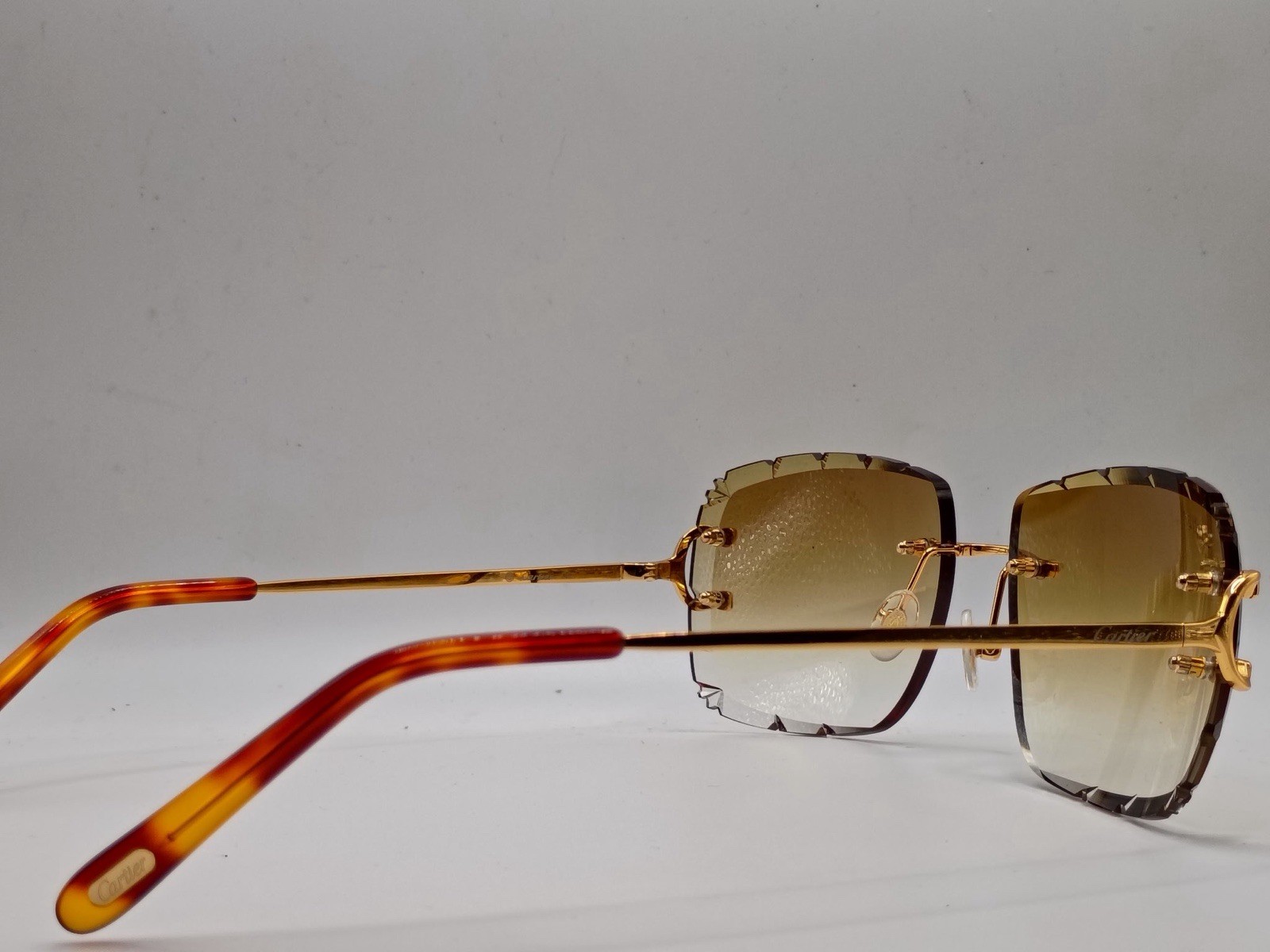 Cartier C Wire Diamond cut Gradient Brown Men’s Sunglasses Gold CT00920 001