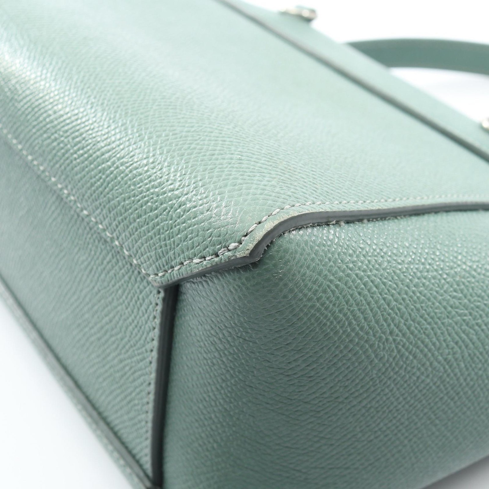 CELINE BELT BAG NANO Shoulder crossbody Handbag leather Green Used Women